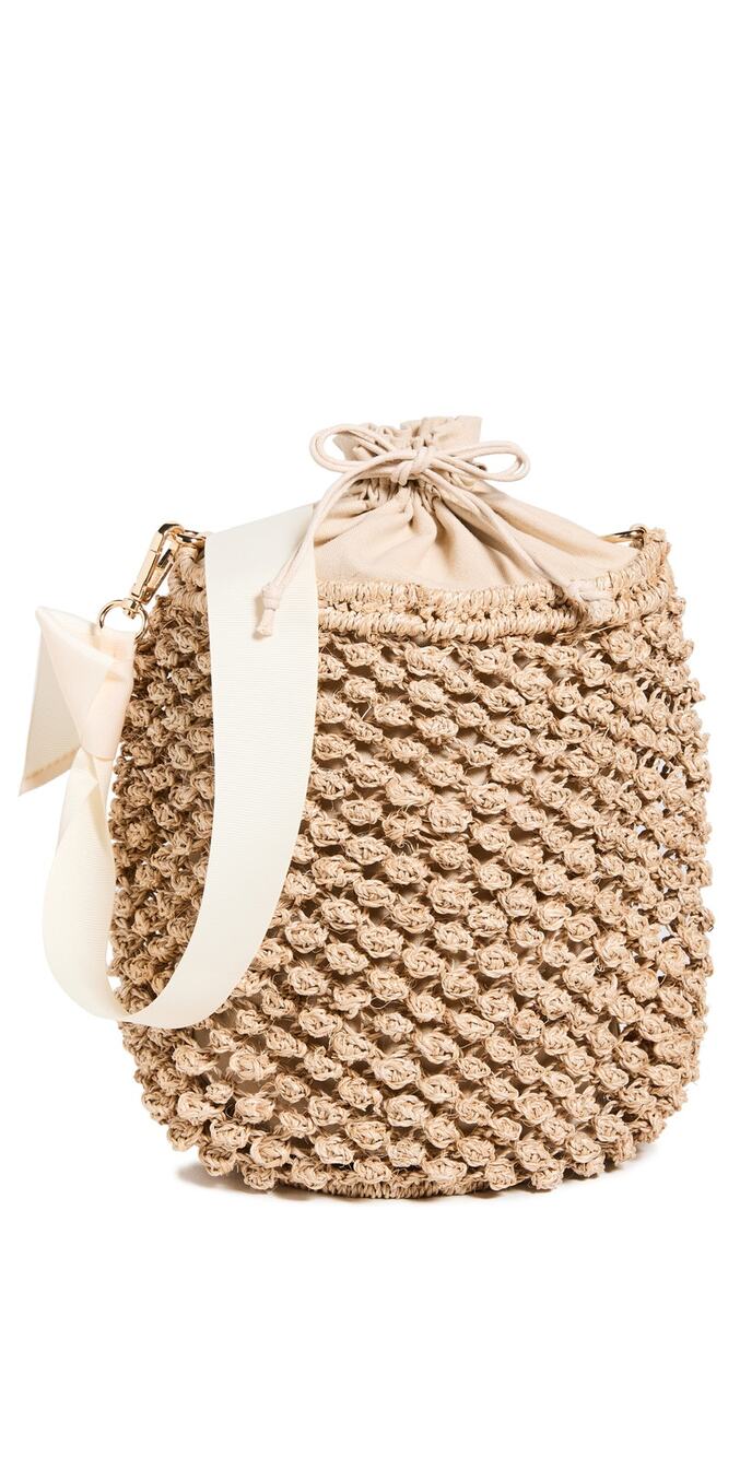 KAYU Odessa Small Straw Bucket Bag In Natural